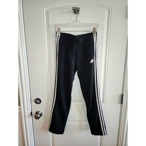 Adidas Women's Fleece Jogger Black With White Stripes Size Medium